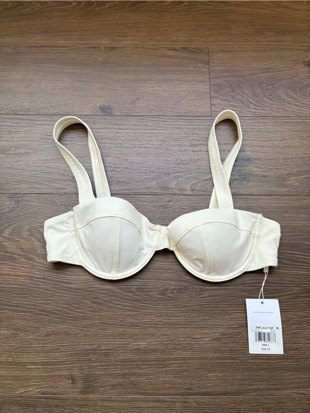 Underwire Bustier Bikini Top Cream — Structured Support - Solid & Striped
